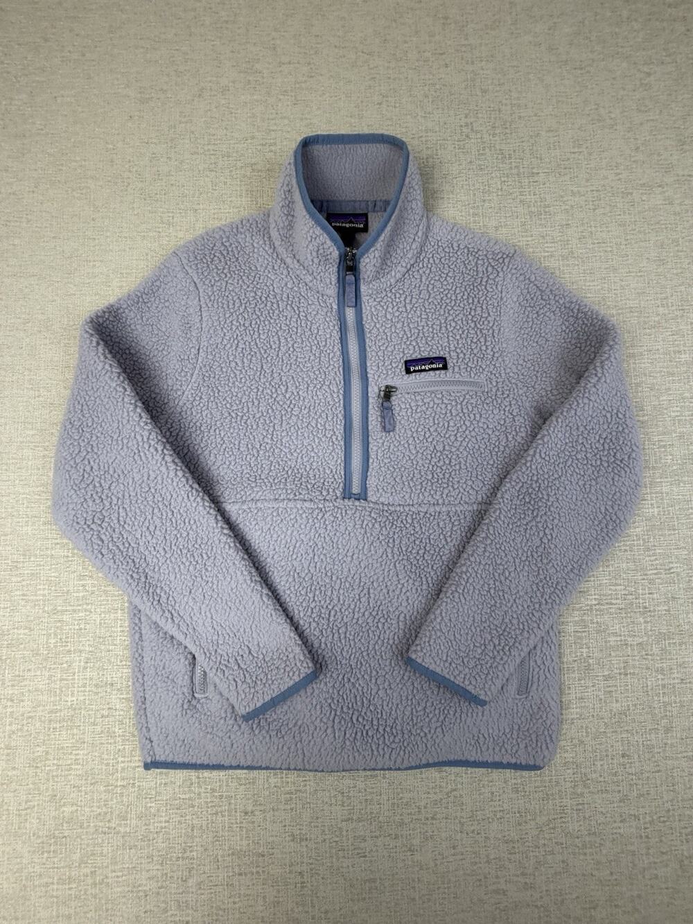 Patagonia Retro Pile Fleece Pullover Women’s Small Blue Gray 1/2 Zip Sherpa